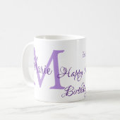 Happy 16th Birthday paarse naam toevoegen monogram Koffiemok (Voorkant links)