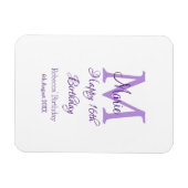 Happy 16th Birthday paarse naam toevoegen monogram Magneet (Horizontaal)