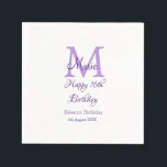Happy 16th Birthday paarse naam toevoegen monogram Servet<br><div class="desc">mooi design</div>