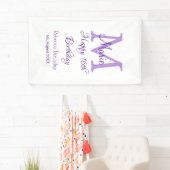 Happy 16th Birthday paarse naam toevoegen monogram Spandoek (Insitu)