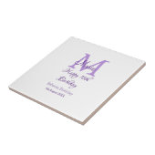 Happy 16th Birthday paarse naam toevoegen monogram Tegeltje (Zijkant)