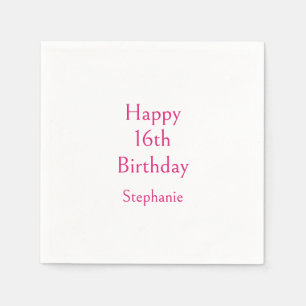 Happy 16th Birthday Party Pink Classy Zestiende Servet