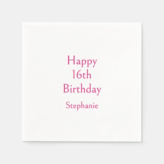 Happy 16th Birthday Party Pink Classy Zestiende Servet (Voorkant)