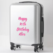 Happy 16th Birthday Pink Custom Name Girly 2023 Sticker (Koffer)