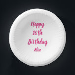 Happy 16th Birthday roze White Custom Name Girly Papieren Kommen<br><div class="desc">Ontworpen met tekst sjabloon voor "Happy 16th Birthday"-bericht en naam die u kunt aanpassen! U kunt ook de achtergrondkleur wijzigen zoals u wilt.</div>