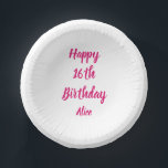 Happy 16th Birthday roze White Custom Name Girly Papieren Kommen<br><div class="desc">Ontworpen met tekst sjabloon voor "Happy 16th Birthday"-bericht en naam die u kunt aanpassen! U kunt ook de achtergrondkleur wijzigen zoals u wilt.</div>