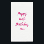 Happy 16th Birthday roze White Custom Name Girly Servet<br><div class="desc">Ontworpen met tekst sjabloon voor "Happy 16th Birthday"-bericht en naam die u kunt aanpassen! U kunt ook de achtergrondkleur wijzigen zoals u wilt.</div>