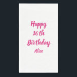 Happy 16th Birthday roze White Custom Name Girly Servet<br><div class="desc">Ontworpen met tekst sjabloon voor "Happy 16th Birthday"-bericht en naam die u kunt aanpassen! U kunt ook de achtergrondkleur wijzigen zoals u wilt.</div>