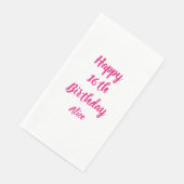 Happy 16th Birthday roze White Custom Name Girly Servet (Hoek)