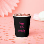 Happy 16th Birthday roze zwarte aangepaste kleur 2 Papieren Bekers<br><div class="desc">Ontworpen met tekst sjabloon voor het "Happy 16th Birthday"-bericht dat u kunt aanpassen! U kunt ook de achtergrondkleur wijzigen zoals u wilt.</div>