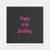 Happy 16th Birthday roze zwarte aangepaste kleur 2 Servet (Voorkant)