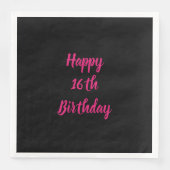 Happy 16th Birthday roze zwarte aangepaste kleur 2 Servet (Voorkant)