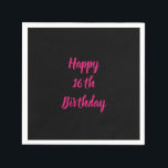 Happy 16th Birthday roze zwarte aangepaste kleur 2 Servet<br><div class="desc">Ontworpen met tekst sjabloon voor het "Happy 16th Birthday"-bericht dat u kunt aanpassen! U kunt ook de achtergrondkleur wijzigen zoals u wilt.</div>