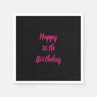 Happy 16th Birthday roze zwarte aangepaste kleur 2