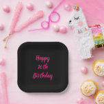 Happy 16th Birthday roze zwarte aangepaste kleuren Papieren Bordje<br><div class="desc">Ontworpen met tekst sjabloon voor het "Happy 16th Birthday"-bericht dat u kunt aanpassen! U kunt ook de achtergrondkleur wijzigen zoals u wilt.</div>
