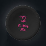 Happy 16th Birthday roze zwarte aangepaste kleuren Papieren Kommen<br><div class="desc">Ontworpen met tekst sjabloon voor "Happy 16th Birthday"-bericht en naam die u kunt aanpassen! U kunt ook de achtergrondkleur wijzigen zoals u wilt.</div>