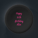 Happy 16th Birthday roze zwarte aangepaste kleuren Papieren Kommen<br><div class="desc">Ontworpen met tekst sjabloon voor "Happy 16th Birthday"-bericht en naam die u kunt aanpassen! U kunt ook de achtergrondkleur wijzigen zoals u wilt.</div>