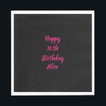 Happy 16th Birthday roze zwarte aangepaste kleuren Servet<br><div class="desc">Ontworpen met tekst sjabloon voor "Happy 16th Birthday"-bericht en naam die u kunt aanpassen! U kunt ook de achtergrondkleur wijzigen zoals u wilt.</div>