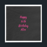 Happy 16th Birthday roze zwarte aangepaste kleuren Servet<br><div class="desc">Ontworpen met tekst sjabloon voor "Happy 16th Birthday"-bericht en naam die u kunt aanpassen! U kunt ook de achtergrondkleur wijzigen zoals u wilt.</div>