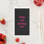 Happy 16th Birthday roze zwarte aangepaste kleuren Servet<br><div class="desc">Ontworpen met tekst sjabloon voor "Happy 16th Birthday"-bericht en naam die u kunt aanpassen! U kunt ook de achtergrondkleur wijzigen zoals u wilt.</div>