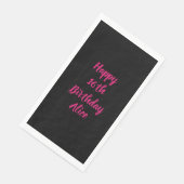 Happy 16th Birthday roze zwarte aangepaste kleuren Servet (Hoek)