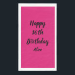 Happy 16th Birthday roze zwarte aangepaste naam me Servet<br><div class="desc">Ontworpen met tekst sjabloon voor "Happy 16th Birthday"-bericht en naam die u kunt aanpassen! U kunt ook de achtergrondkleur wijzigen zoals u wilt.</div>