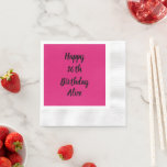 Happy 16th Birthday roze zwarte aangepaste naam me Servet<br><div class="desc">Ontworpen met tekst sjabloon voor "Happy 16th Birthday"-bericht en naam die u kunt aanpassen! U kunt ook de achtergrondkleur wijzigen zoals u wilt.</div>