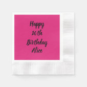 Happy 16th Birthday roze zwarte aangepaste naam me Servet (Voorkant)