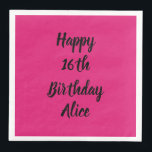 Happy 16th Birthday roze zwarte aangepaste naam me Servet<br><div class="desc">Ontworpen met tekst sjabloon voor "Happy 16th Birthday"-bericht en naam die u kunt aanpassen! U kunt ook de achtergrondkleur wijzigen zoals u wilt.</div>