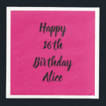 Happy 16th Birthday roze zwarte aangepaste naam me Servet<br><div class="desc">Ontworpen met tekst sjabloon voor "Happy 16th Birthday"-bericht en naam die u kunt aanpassen! U kunt ook de achtergrondkleur wijzigen zoals u wilt.</div>
