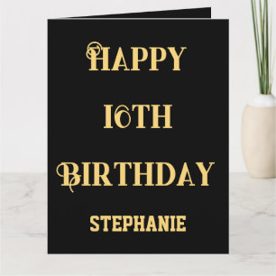 Happy 16th Birthday Sixteen Age Naam Bericht Kaart