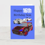 Happy 16th Birthday Son Kaart<br><div class="desc">Een coole kaart voor de 16e verjaardag van de zoon.</div>