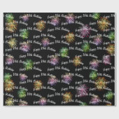 Happy 16th Birthday vuurwerk op zwart Cadeaupapier (Vlak)