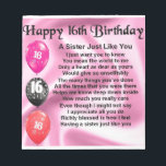 Happy 16th Birthday - zuster gedicht Notitieblok<br><div class="desc">Een groot cadeau voor die speciale zus op haar 16e verjaardag</div>