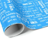 Happy 16th Blue Birthday Cadeaupapier (Rol Hoek)