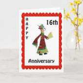 Happy 16th Jubileum Kaart (Gele Bloem)