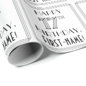 HAPPY 17th BIRTHDAY; Art Deco Style; aangepaste na Cadeaupapier (Rol Hoek)
