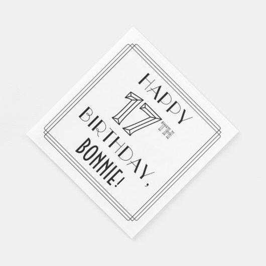 HAPPY 17th BIRTHDAY; Art Deco Style; aangepaste na Servet (Hoek)