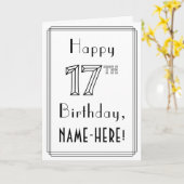Happy 17th Birthday, Art Deco Style met aangepaste Kaart (Gele Bloem)