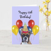 Happy 17th Birthday Boxer Wenskaart Kaart (Gele Bloem)