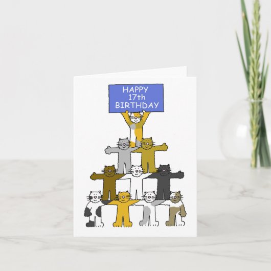 Happy 17th Birthday Cats Kaart (Voorkant)