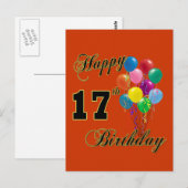Happy 17th Birthday Design met ballonnen Briefkaart (Voorkant / Achterkant)