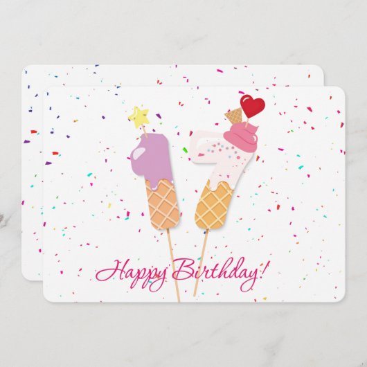 Happy 17th Birthday Feestdagenkaart (Voorkant / Achterkant)