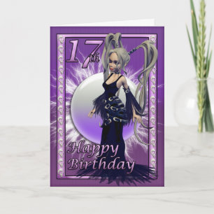 Happy 17th Birthday Gothic Doll Vrouw, Cute Kaart