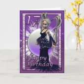 Happy 17th Birthday Gothic Doll Vrouw, Schattige Kaart (Gele Bloem)