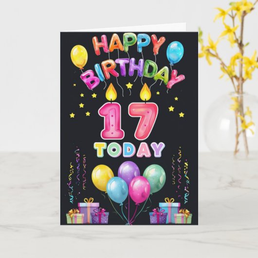 Happy 17th Birthday Kaart (Gele Bloem)