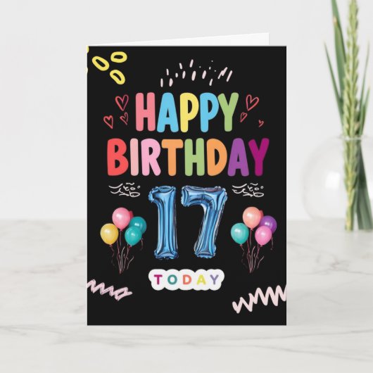 Happy 17th Birthday Kaart (Voorkant)