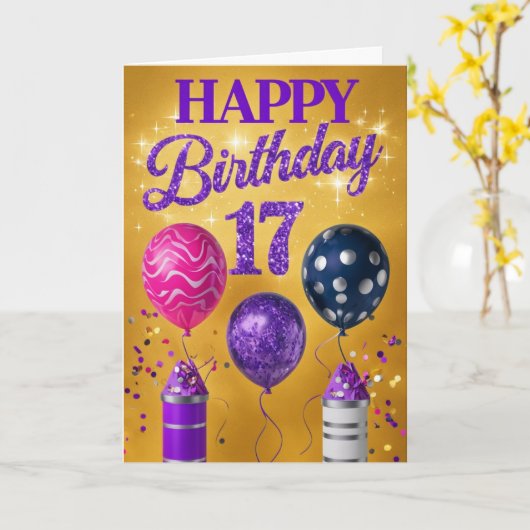 Happy 17th Birthday Kaart (Gele Bloem)