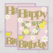 Happy 17th Birthday – Meisjes Kaart met bloemen (Voorkant / Achterkant)