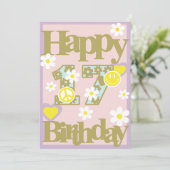 Happy 17th Birthday – Meisjes Kaart met bloemen (Staand voorkant)